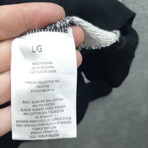 Machine Push The Limit Mens Large Gray & Black Raglan Hoodie Sweatshirt - Picture 6 of 7